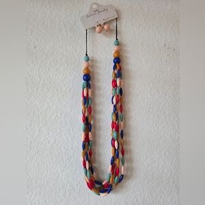 Colorful Beaded Necklace and Earring Set